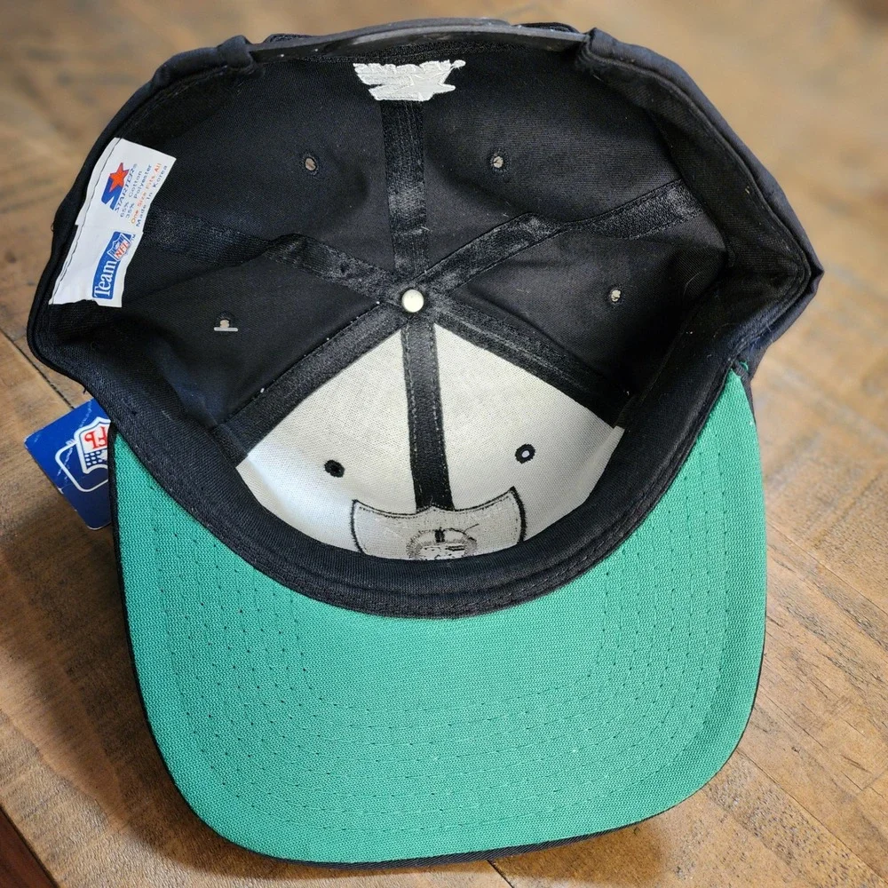Vintage Starter LA Raiders Snapback Hat Black Green Underbrim NFL Deadstock NWT - Picture 6 of 7